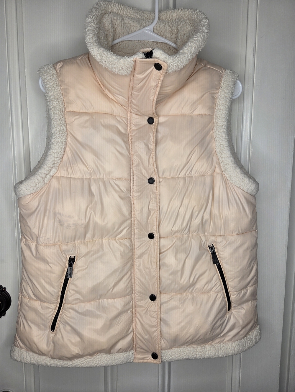 Calvin Klein Blush Pink Quilted Sherpa-Trim Vest